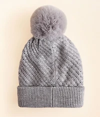 Rhinestone Pom Beanie