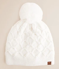 Faux Pearl Pom Beanie