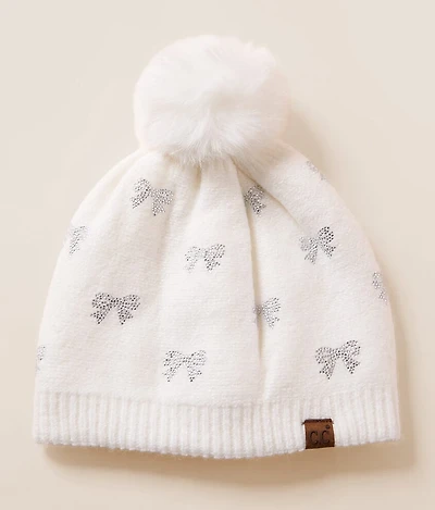 Rhinestone Bow Beanie