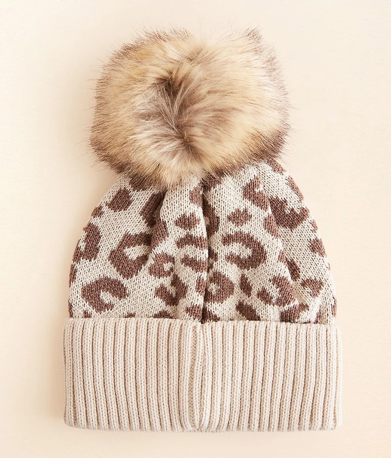 Leopard Pom Beanie