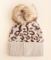 Leopard Pom Beanie