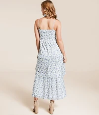 Ditsy Floral Tiered Midi Dress