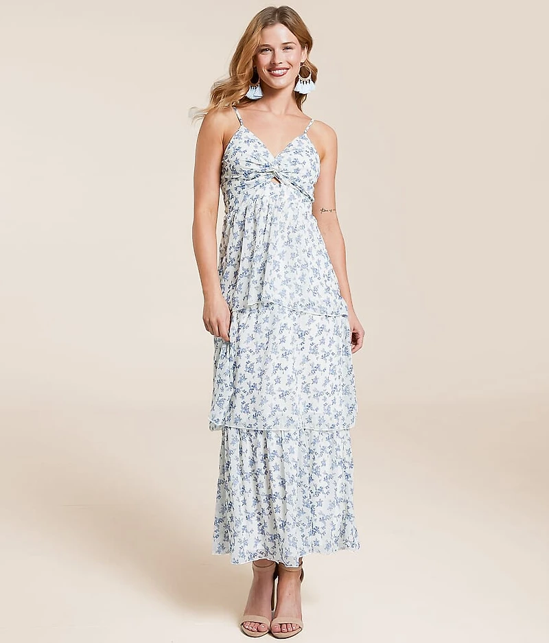 Ditsy Floral Tiered Midi Dress