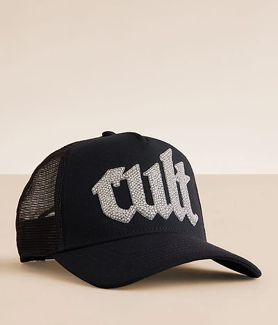 Crystal Cut Script Trucker Hat