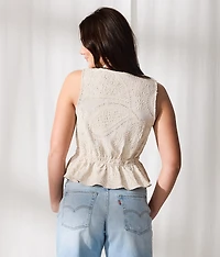 Sequin Embroidered Peplum Tank Top