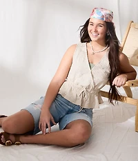 Sequin Embroidered Peplum Tank Top