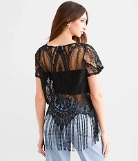 Floral Lace Fringe Top