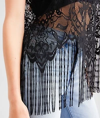 Floral Lace Fringe Top