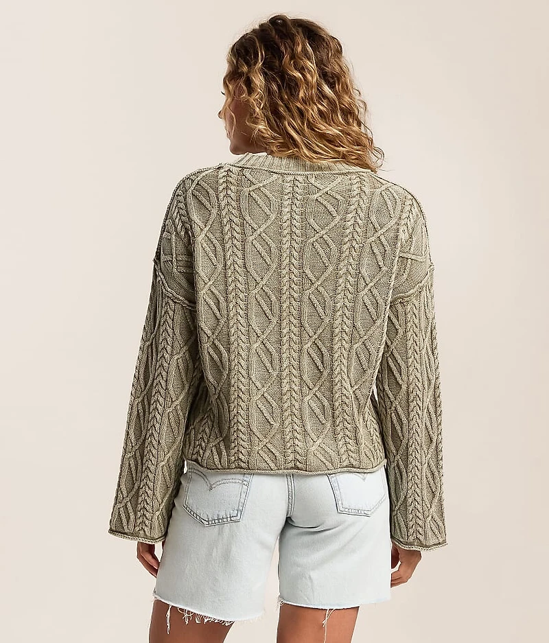 Washed Cable Knit Sweater