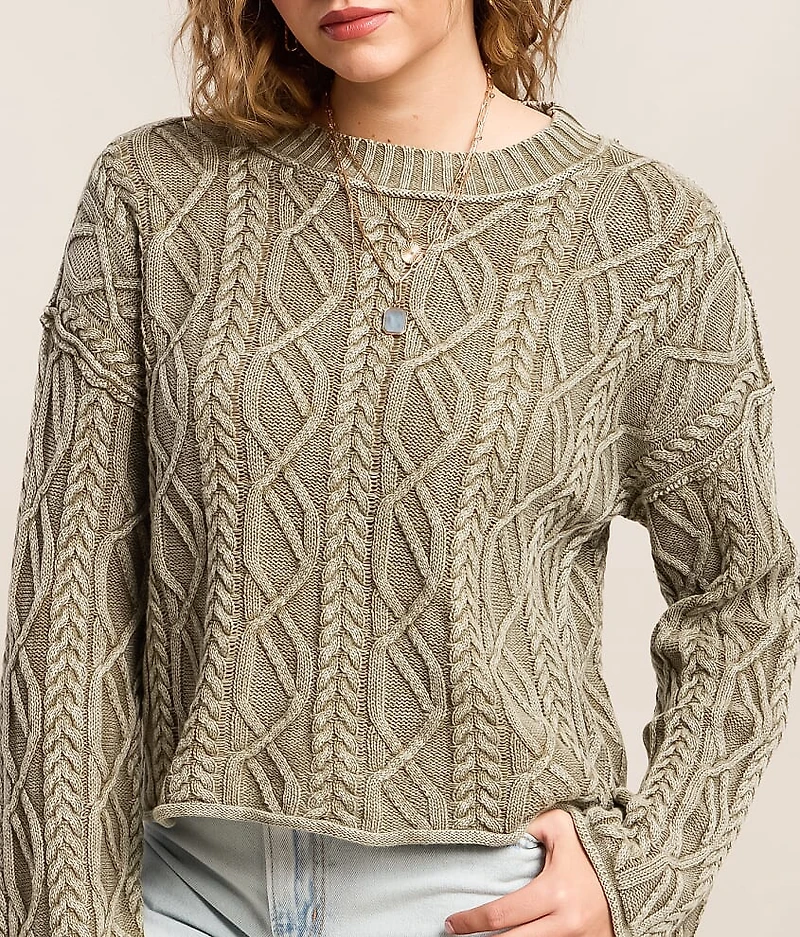 Washed Cable Knit Sweater