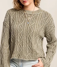 Washed Cable Knit Sweater