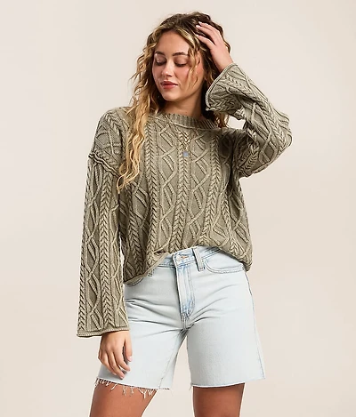 Washed Cable Knit Sweater