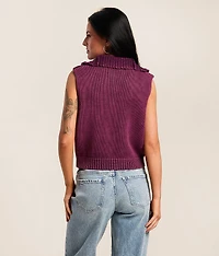 Washed Quarter Zip Sweater Tank Top
