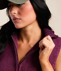 Washed Quarter Zip Sweater Tank Top