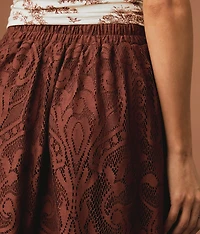 Lace Fringe Midi Skirt