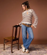 Multi Stripe Keyhole Sweater