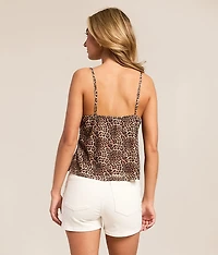 Cheetah Cropped Tank Top With Scarf