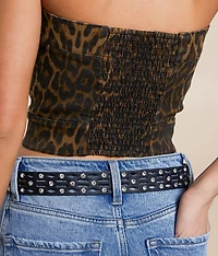 Leopard Print Denim Tube Top