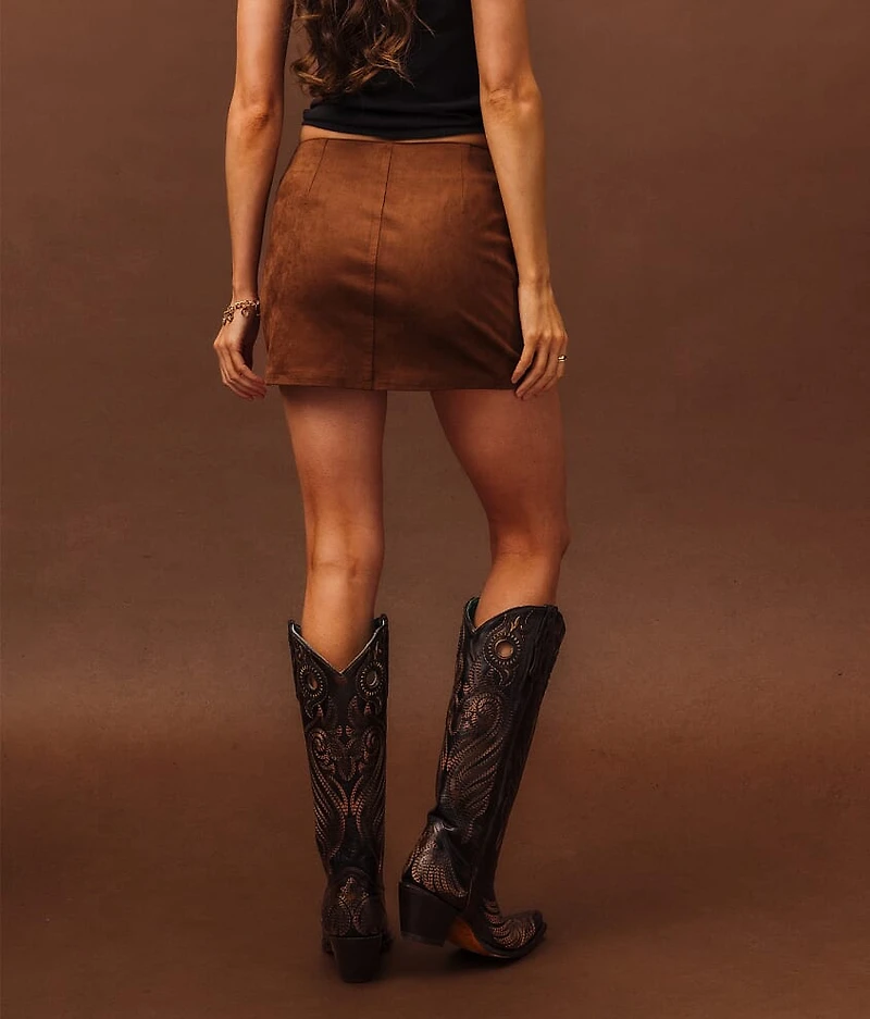 Studded Faux Suede Mini Skirt