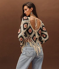 Crochet Fringe Cropped Sweater