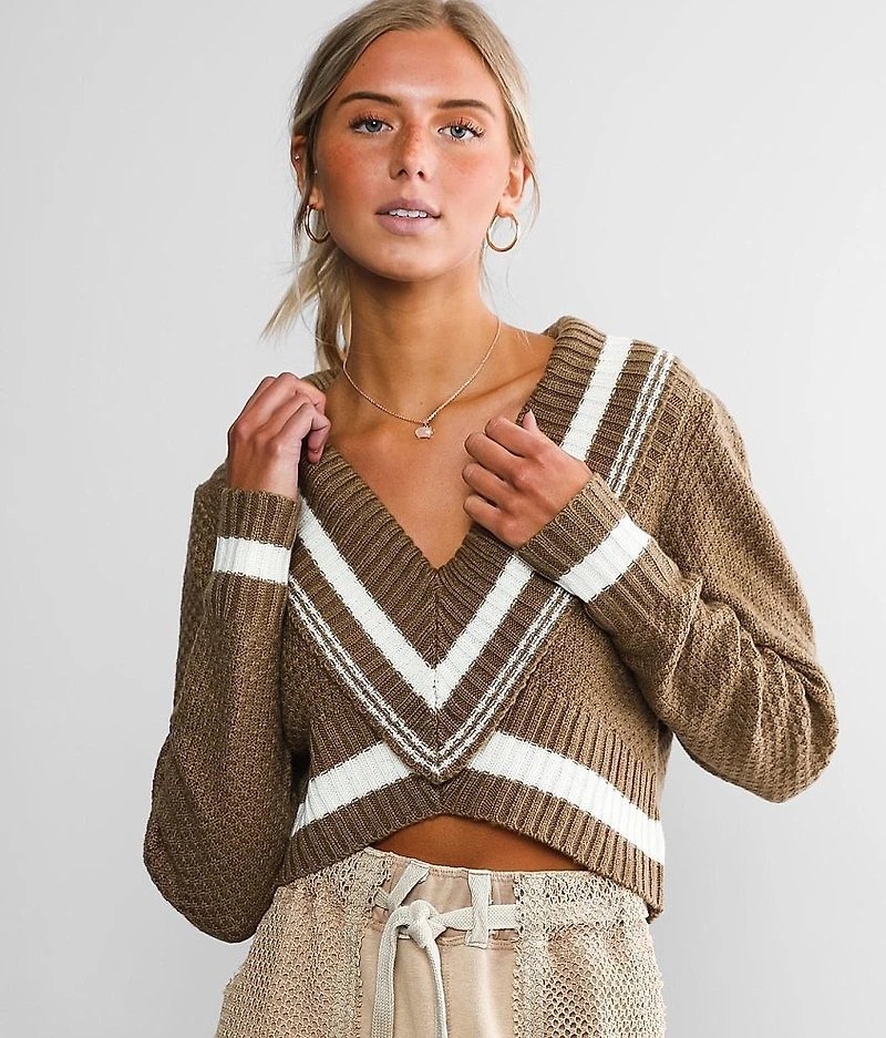 Varsity Stripe Cropped Sweater