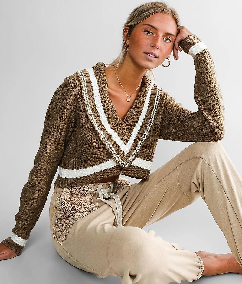 Varsity Stripe Cropped Sweater