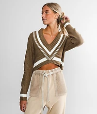 Varsity Stripe Cropped Sweater