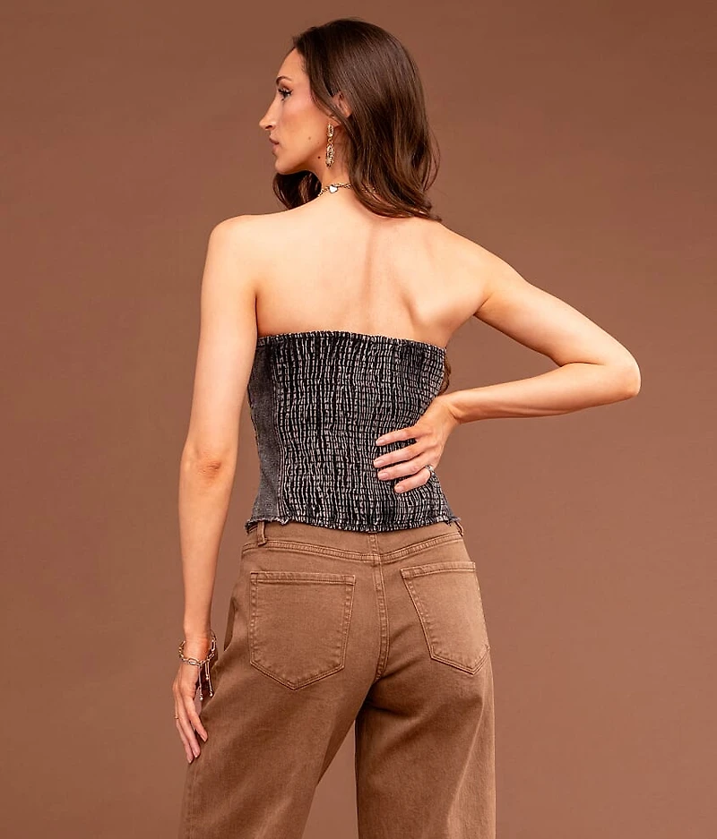 Sterling & Lace-Up Denim Tube Top