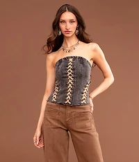 Sterling & Lace-Up Denim Tube Top