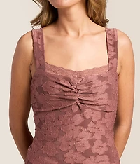 Textured Floral Tank Top
