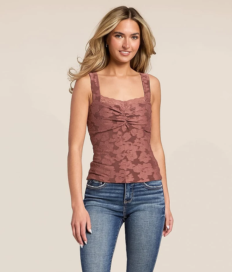 Textured Floral Tank Top