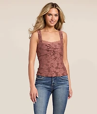 Textured Floral Tank Top