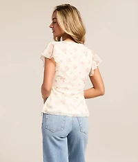 Floral Mesh Peplum Top