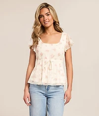 Floral Mesh Peplum Top