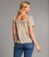 Ditsy Floral Pleated Henley