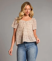 Ditsy Floral Pleated Henley