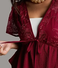 Embroidered Peplum Top