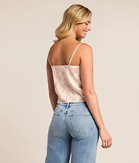 Floral Satin Cropped Tank Top