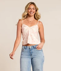 Floral Satin Cropped Tank Top