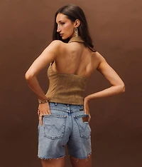 Studded Faux Suede Halter Tank Top