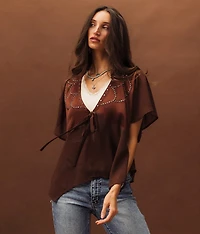 Sterling & Studded Front Tie Top