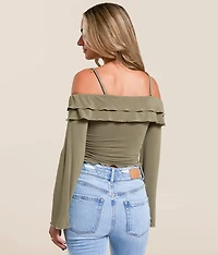 Cold Shoulder Ruffle Top