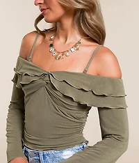 Cold Shoulder Ruffle Top