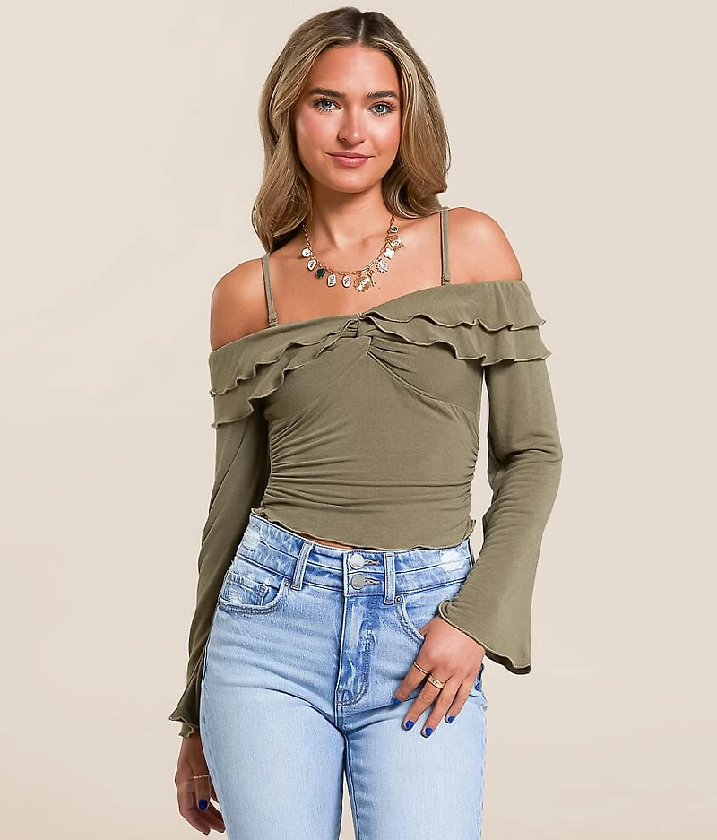 Cold Shoulder Ruffle Top