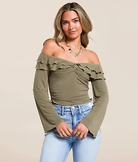 Cold Shoulder Ruffle Top