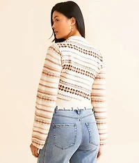 Destructed Mixed Print Sweater