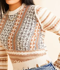 Destructed Mixed Print Sweater