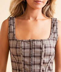 Plaid Corset Tank Top