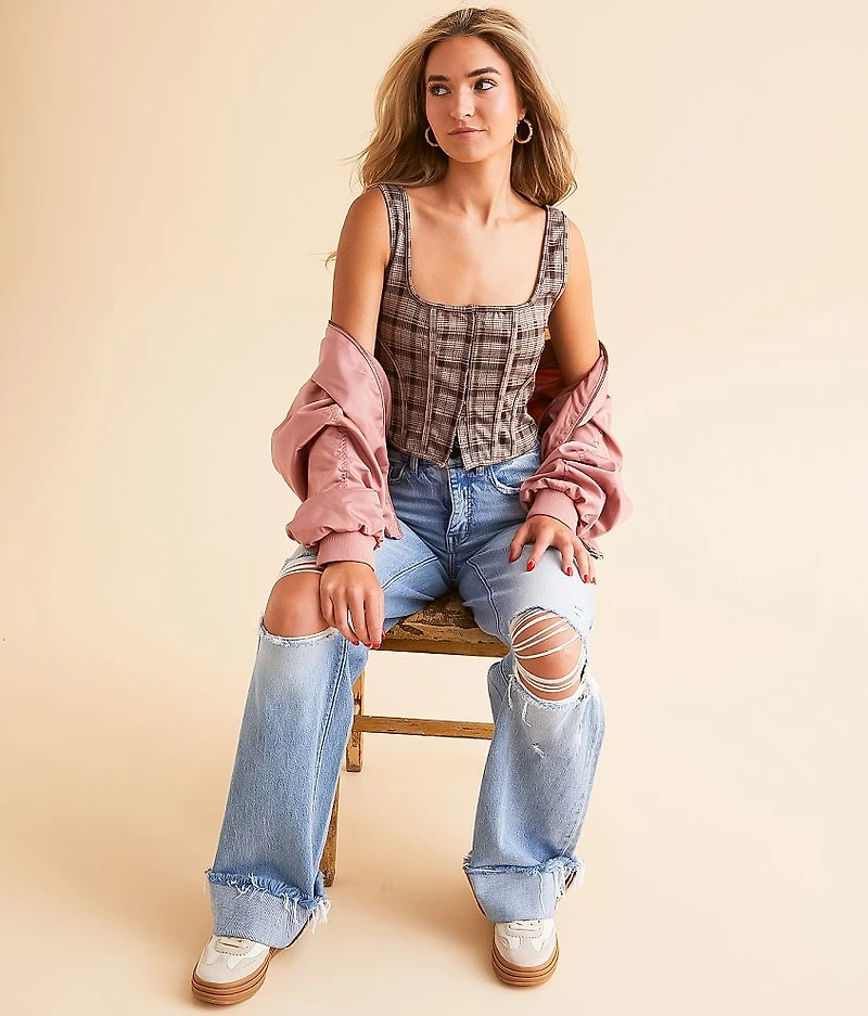 Plaid Corset Tank Top