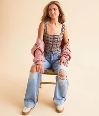 Plaid Corset Tank Top